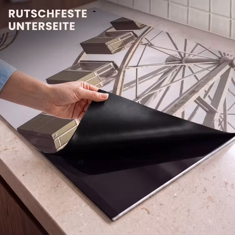 2-in-1 Herdabdeckplatte & Spritzschutz - Riesenrad – Attraktion – Grün — 4