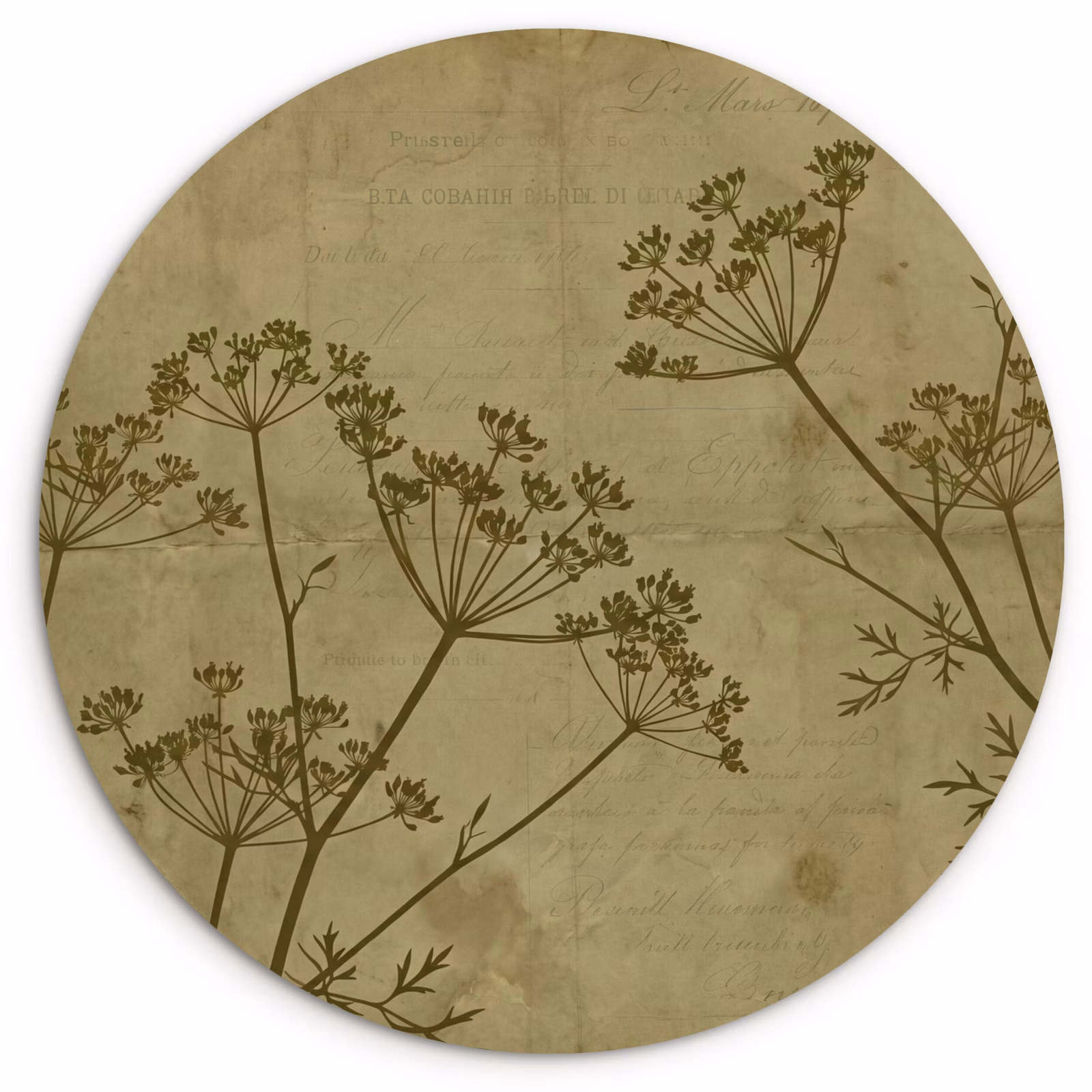 Forexbild Rund - Blumen – Schrift – Grün — 1