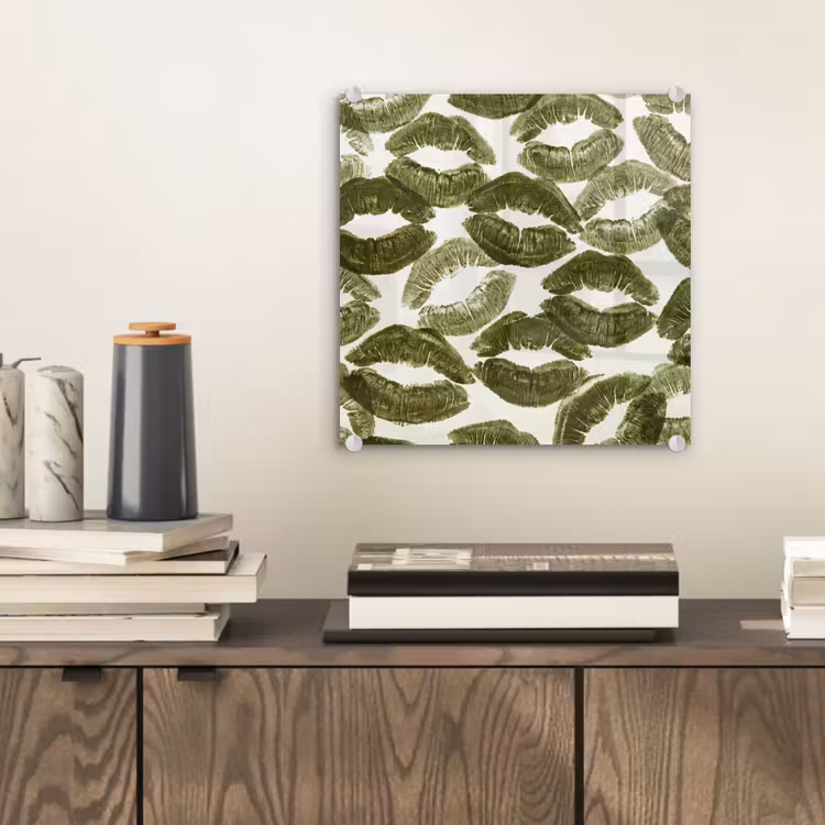 Glasbild - Kuss – Muster – Grün — 2