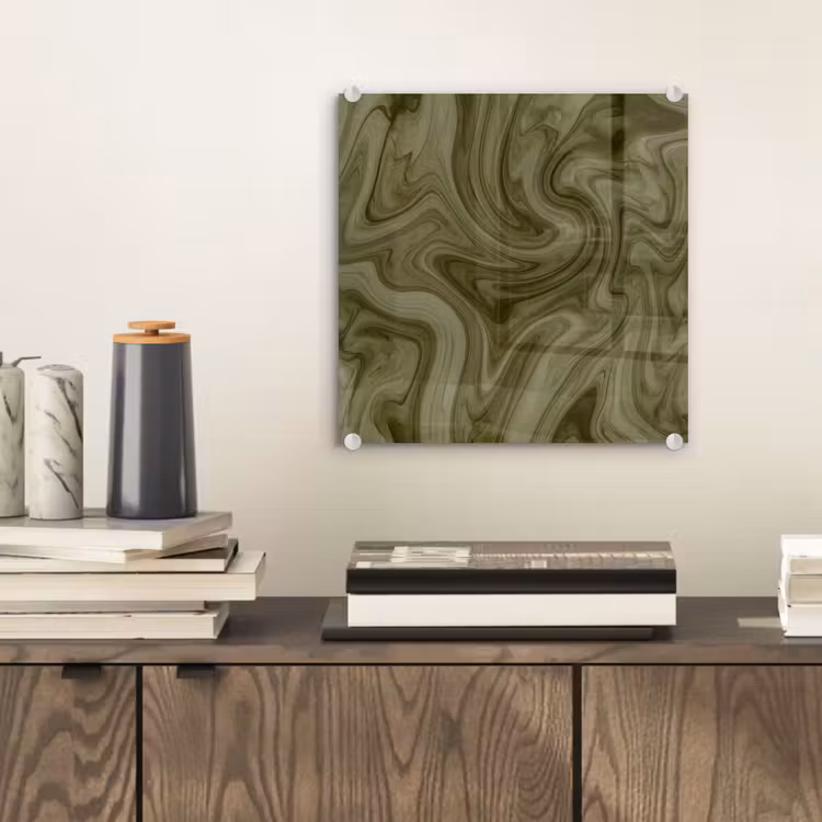 Glasbild - Zusammenfassung – Grün – Modern — 2