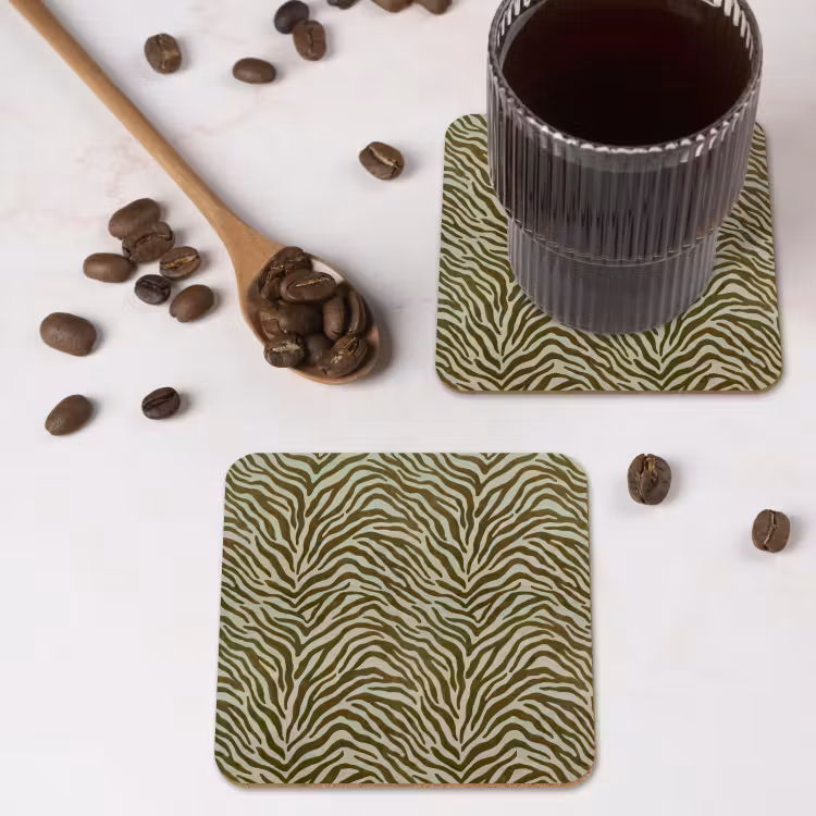 Untersetzer - Zebra-Muster – Grün – Modern — 4
