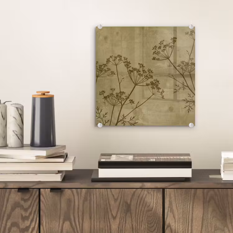 Glasbild - Blumen – Schrift – Grün — 2