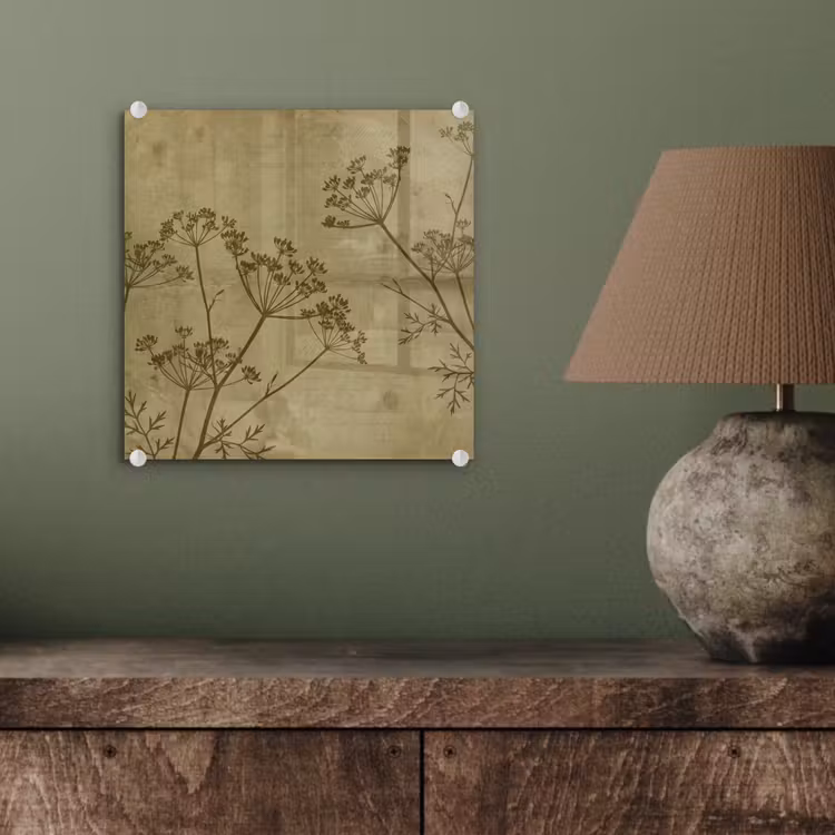 Glasbild - Blumen – Schrift – Grün — 4