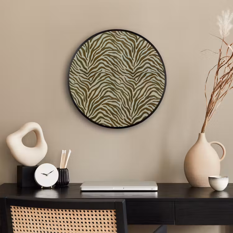 Poster im Rahmen Rund - Zebra-Muster – Grün – Modern — 3