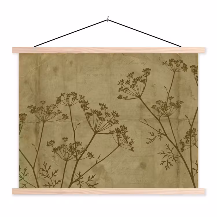 Stoffbild - Blumen – Schrift – Grün — 1