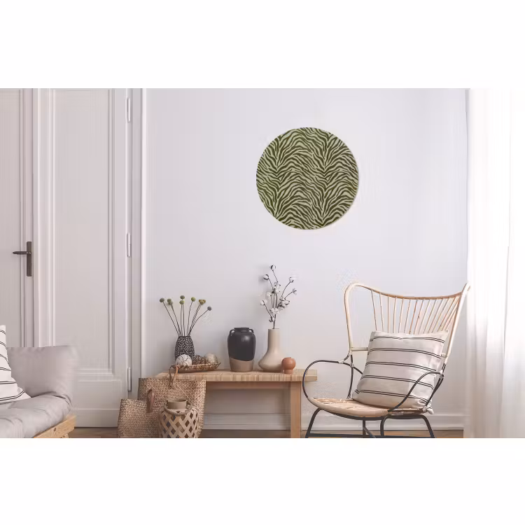 Alu-Dibond-Bild Rund - Zebra-Muster – Grün – Modern — 2