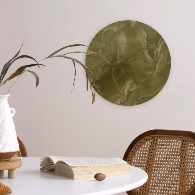 Glasbild Rund - Marmor – Grün – Abstrakt — 4
