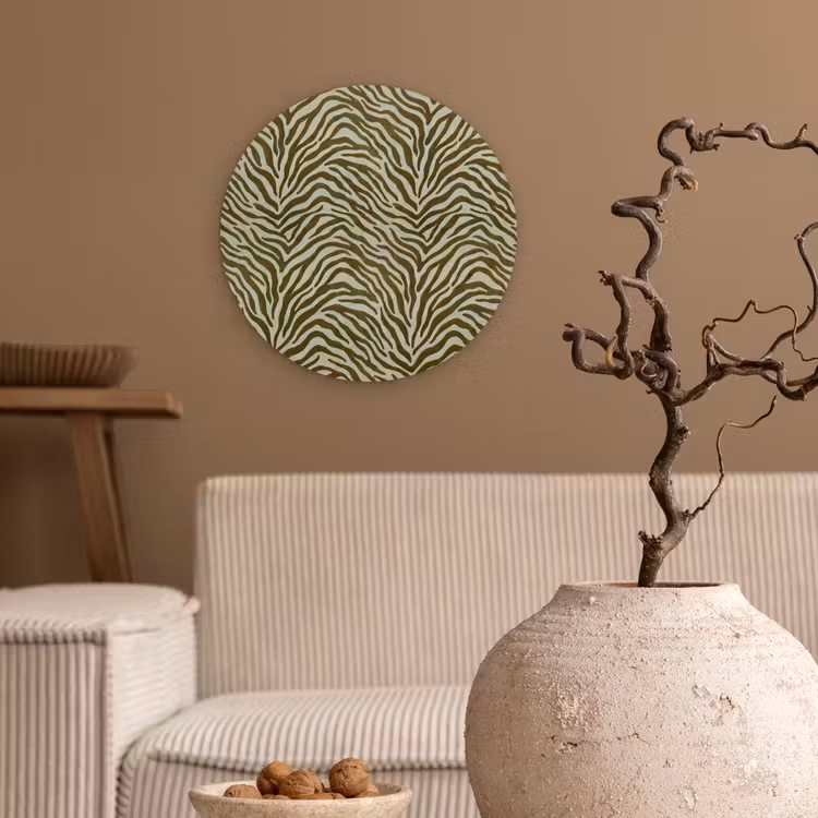 Glasbild Rund - Zebra-Muster – Grün – Modern — 2