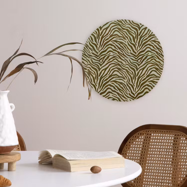 Glasbild Rund - Zebra-Muster – Grün – Modern — 4