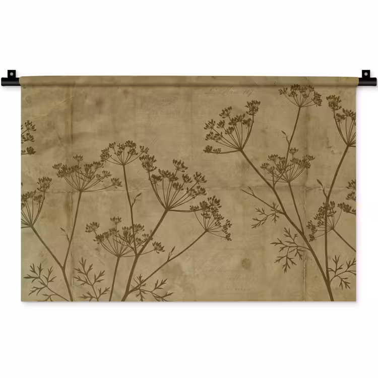 Wandteppich - Blumen – Schrift – Grün — 1