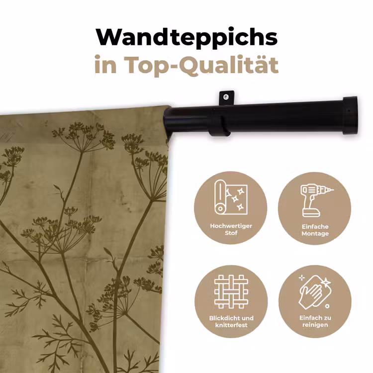Wandteppich - Blumen – Schrift – Grün — 7