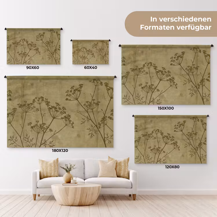 Wandteppich - Blumen – Schrift – Grün — 8