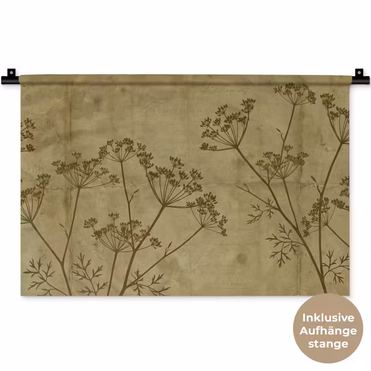 Wandteppich - Blumen – Schrift – Grün — 9