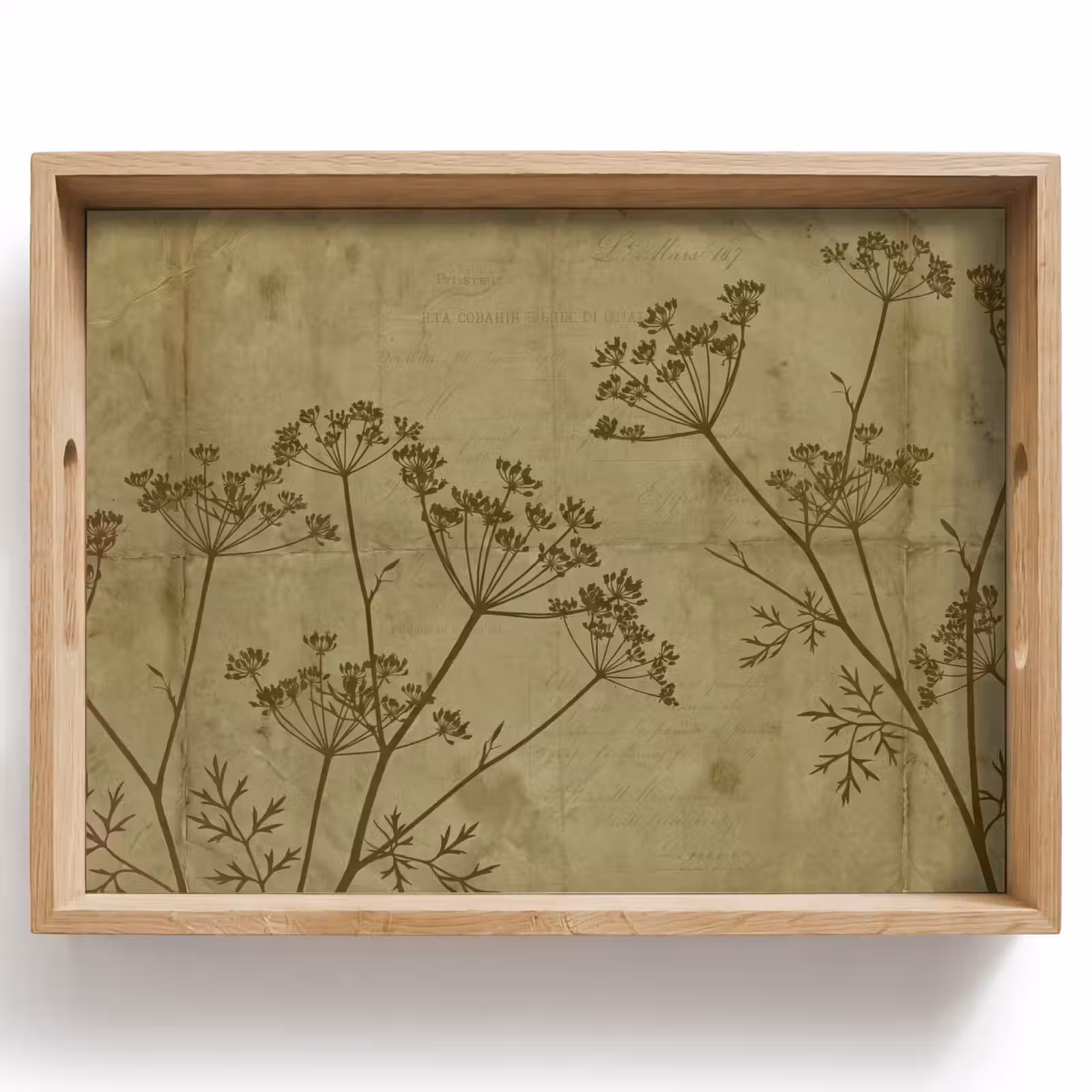 Tablett - Blumen – Schrift – Grün — 1