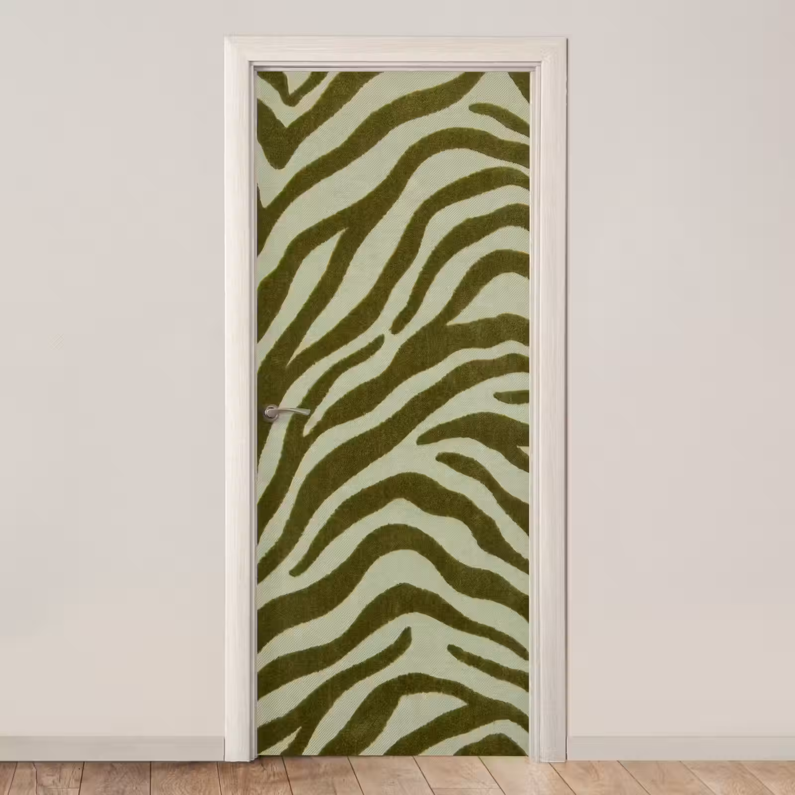 Türtapete - Zebramuster – Grün – Modern — 1