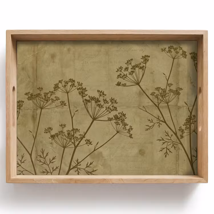 Tablett - Blumen – Schrift – Grün — 1