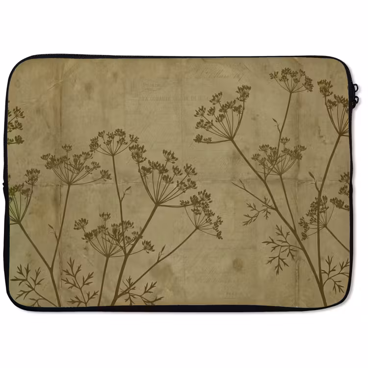 Laptop hülle - Blumen – Schrift – Grün — 1