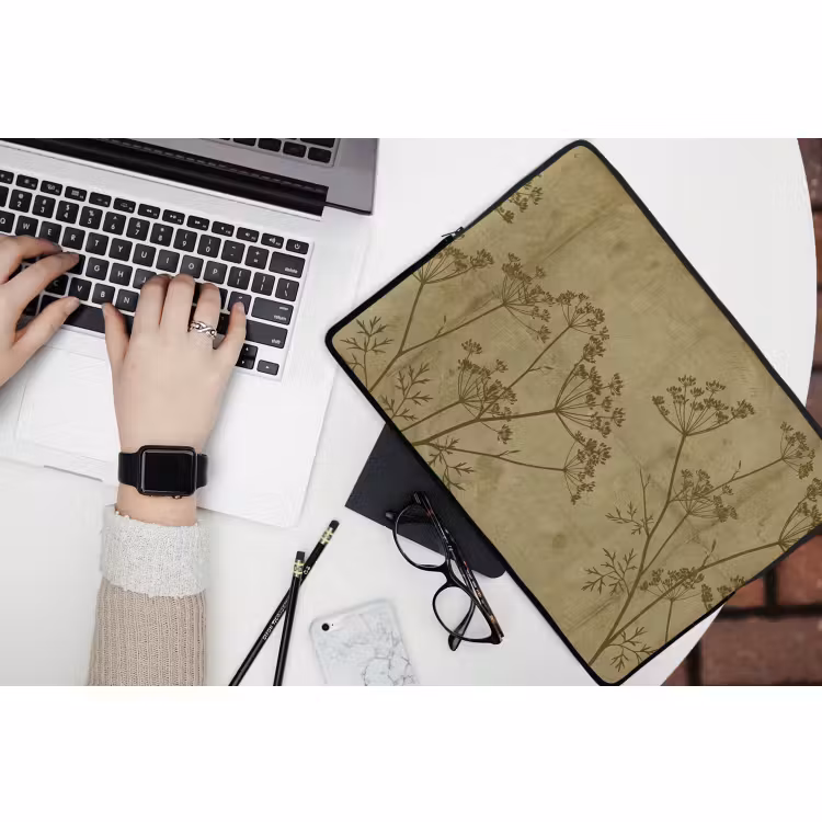 Laptop hülle - Blumen – Schrift – Grün — 3