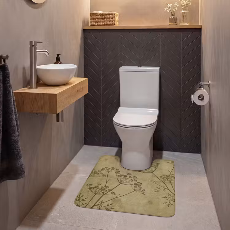 WC Vorleger - Blumen – Schrift – Grün — 2