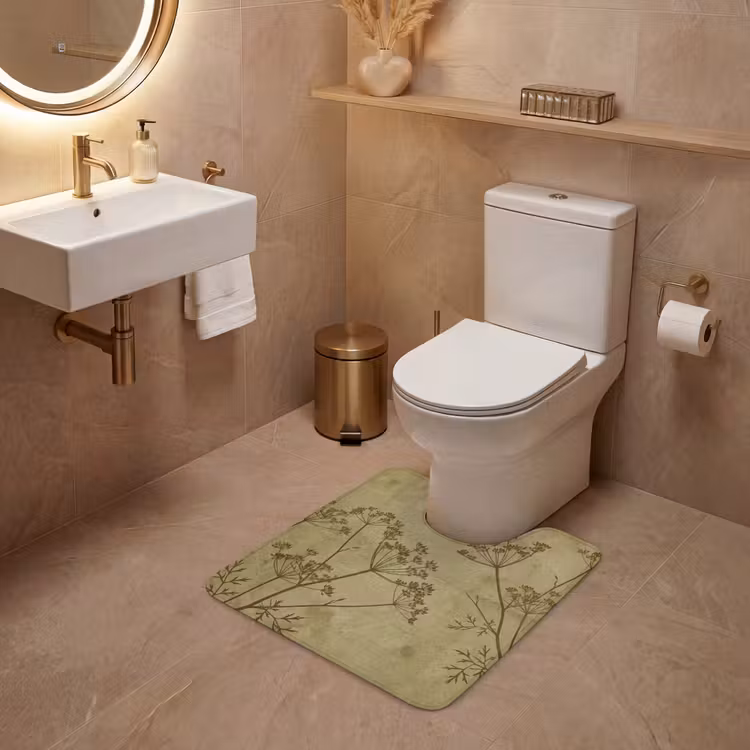 WC Vorleger - Blumen – Schrift – Grün — 4