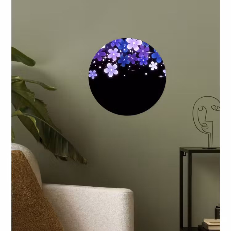 Runde Tapete - Blumen – Lila – Modern — 3