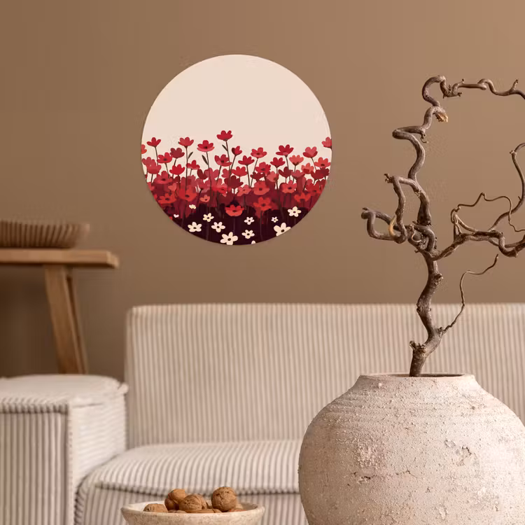 Runde Tapete - Blumen – Rot – Natur — 2