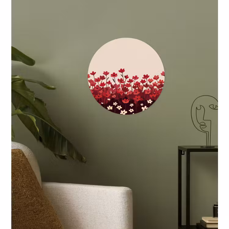 Runde Tapete - Blumen – Rot – Natur — 3