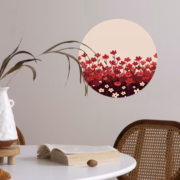 Runde Tapete - Blumen – Rot – Natur — 4