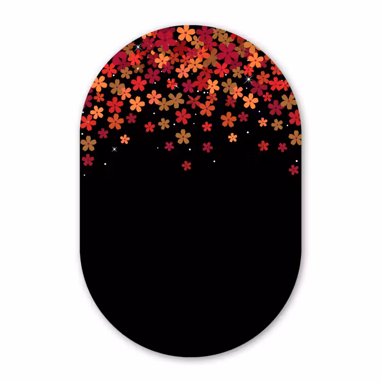 Glasbild Oval - Blumen – Abstrakt – Orange — 1