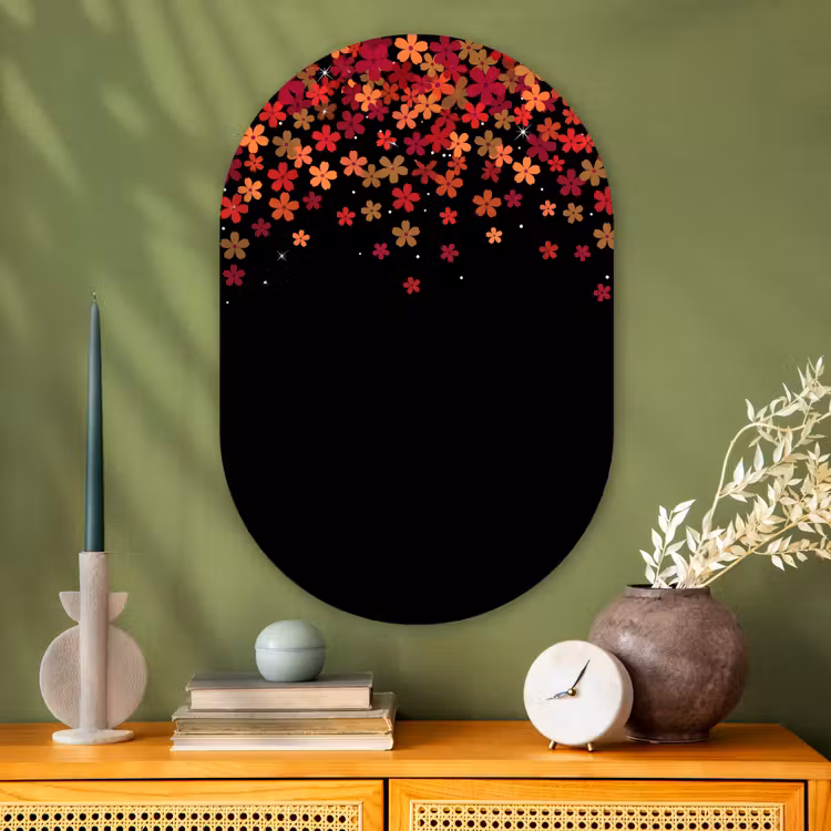 Glasbild Oval - Blumen – Abstrakt – Orange — 2