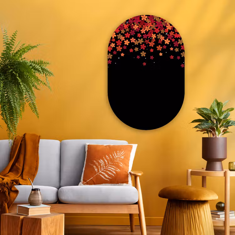 Glasbild Oval - Blumen – Abstrakt – Orange — 3
