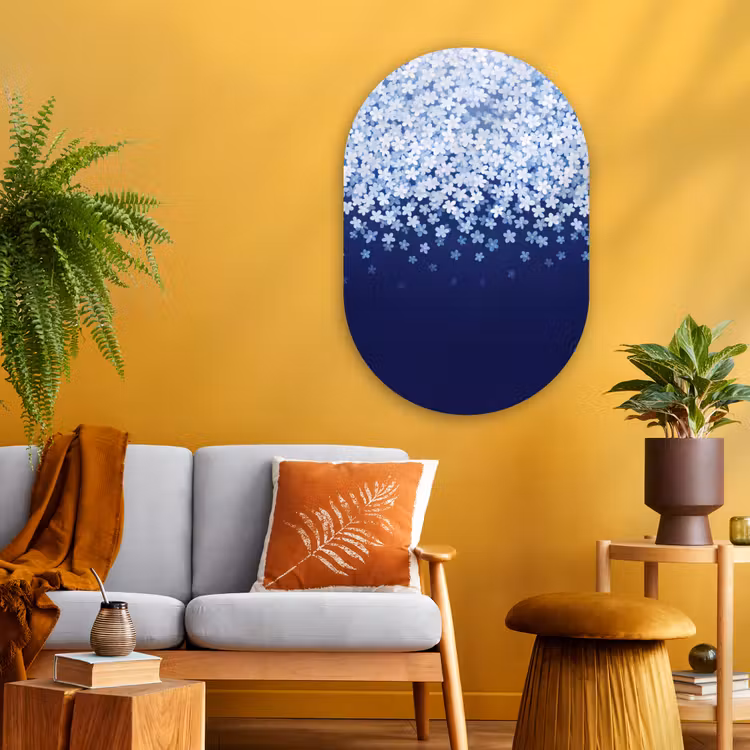 Glasbild Oval - Blumen – Hängend – Dekorativ — 3