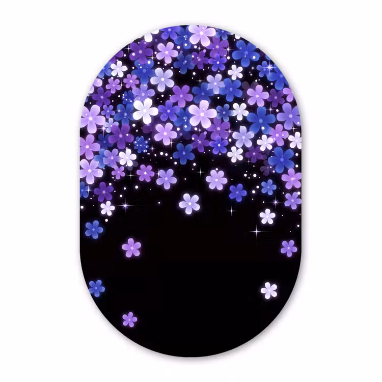 Glasbild Oval - Blumen – Lila – Modern — 1