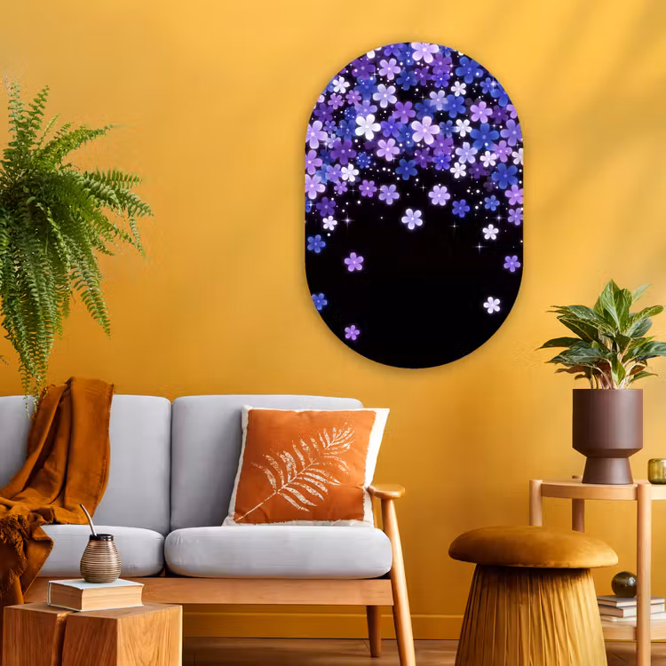 Glasbild Oval - Blumen – Lila – Modern — 3