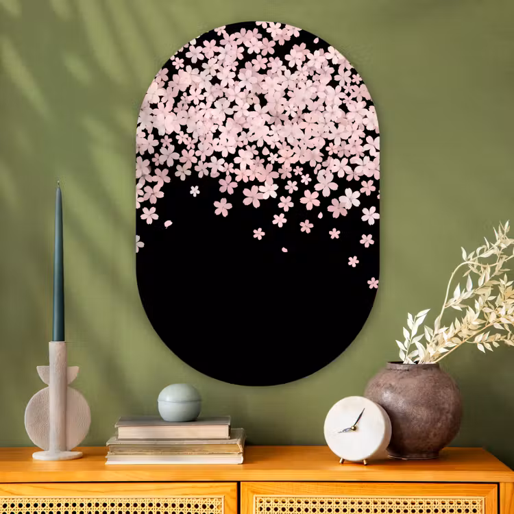 Glasbild Oval - Rosa Blumen – Natur — 2