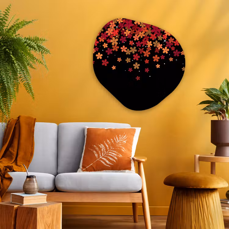 Glasbild Organische Form - Blumen – Abstrakt – Orange — 3