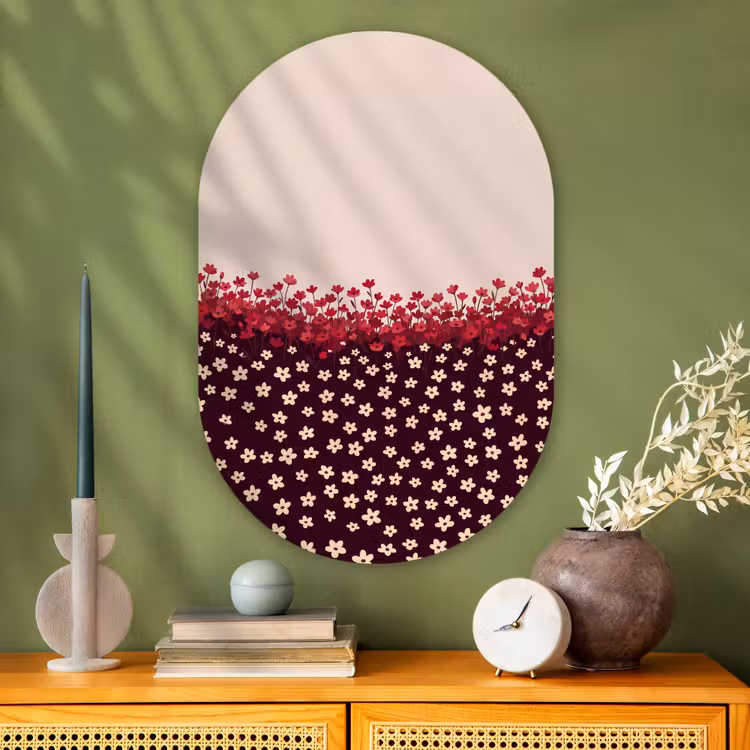 Glasbild Oval - Blumen – Rot – Natur — 2