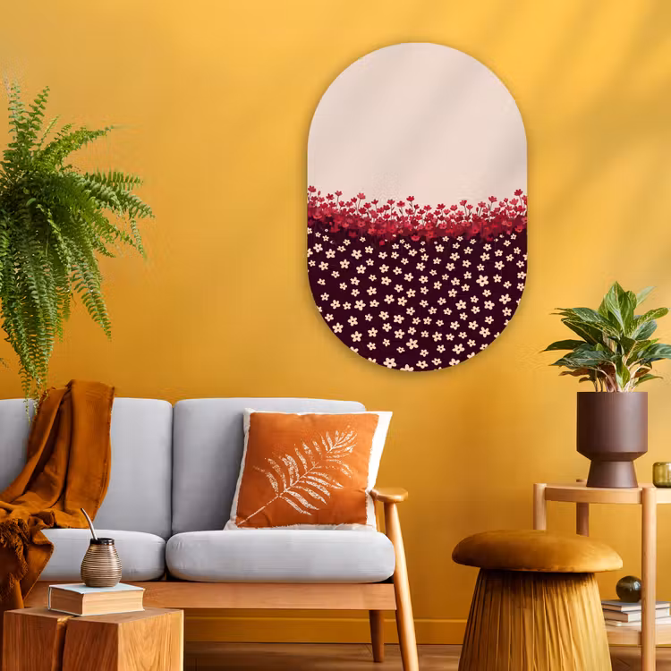 Glasbild Oval - Blumen – Rot – Natur — 3