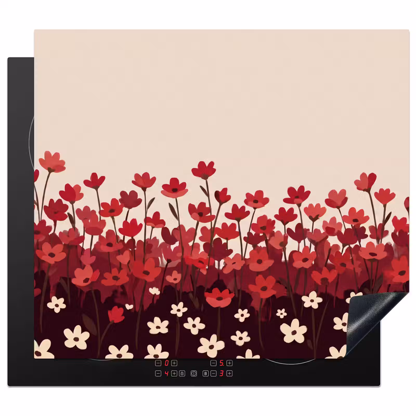 Herdabdeckplatte - Blumen – Rot – Natur — 1