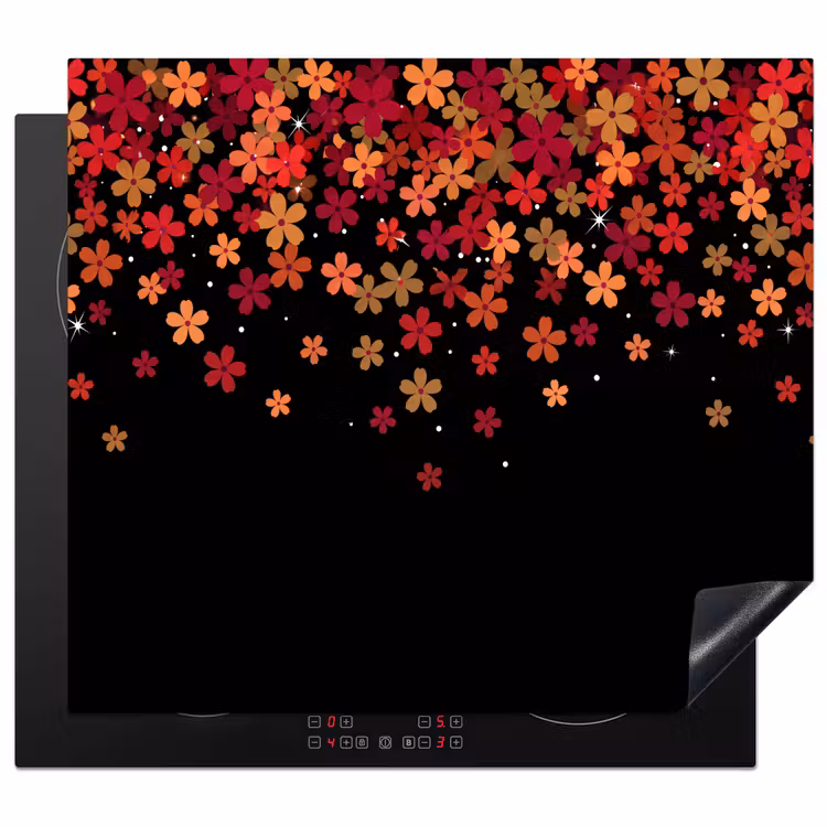 Herdabdeckplatte - Blumen – Abstrakt – Orange — 1