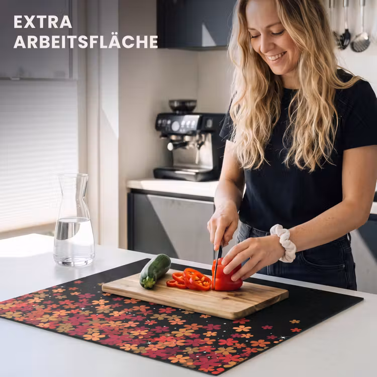 Herdabdeckplatte - Blumen – Abstrakt – Orange — 4