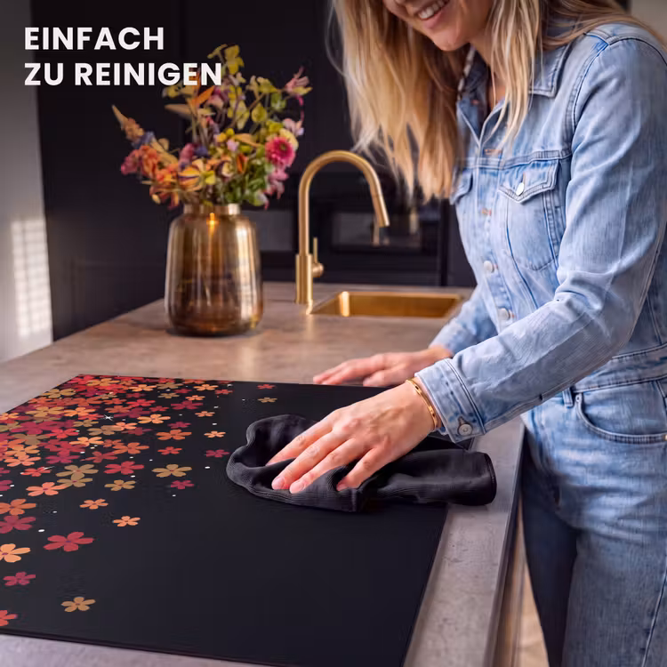 Herdabdeckplatte - Blumen – Abstrakt – Orange — 6