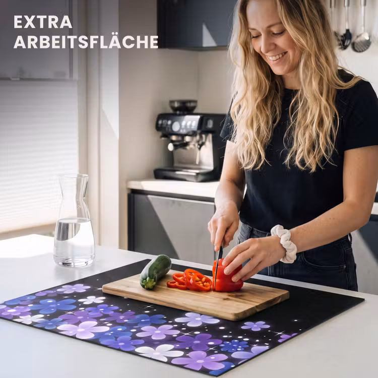 Herdabdeckplatte - Blumen – Lila – Modern — 4