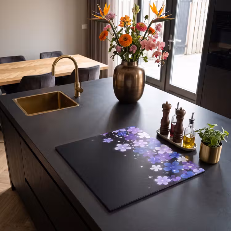 Herdabdeckplatte - Blumen – Lila – Modern — 5