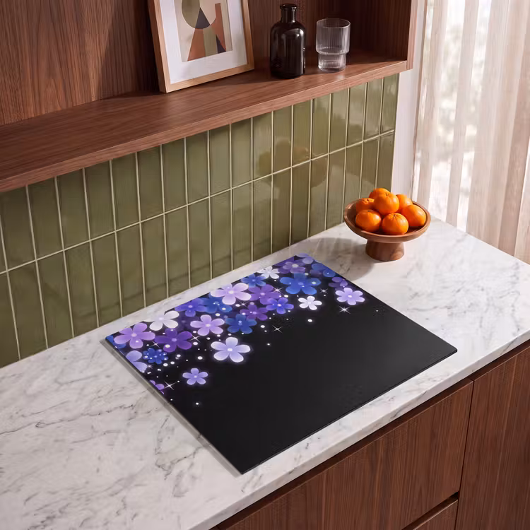 Herdabdeckplatte - Blumen – Lila – Modern — 8