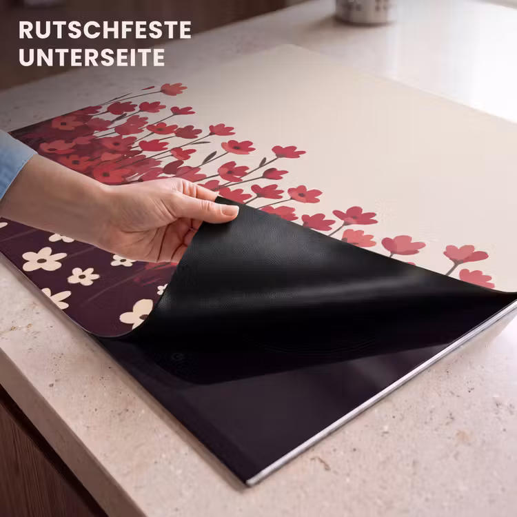 Herdabdeckplatte - Blumen – Rot – Natur — 9
