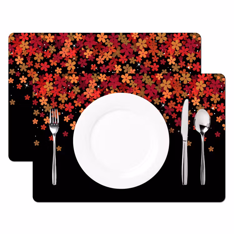 Tischset - 6 Stück - Blumen – Abstrakt – Orange — 2
