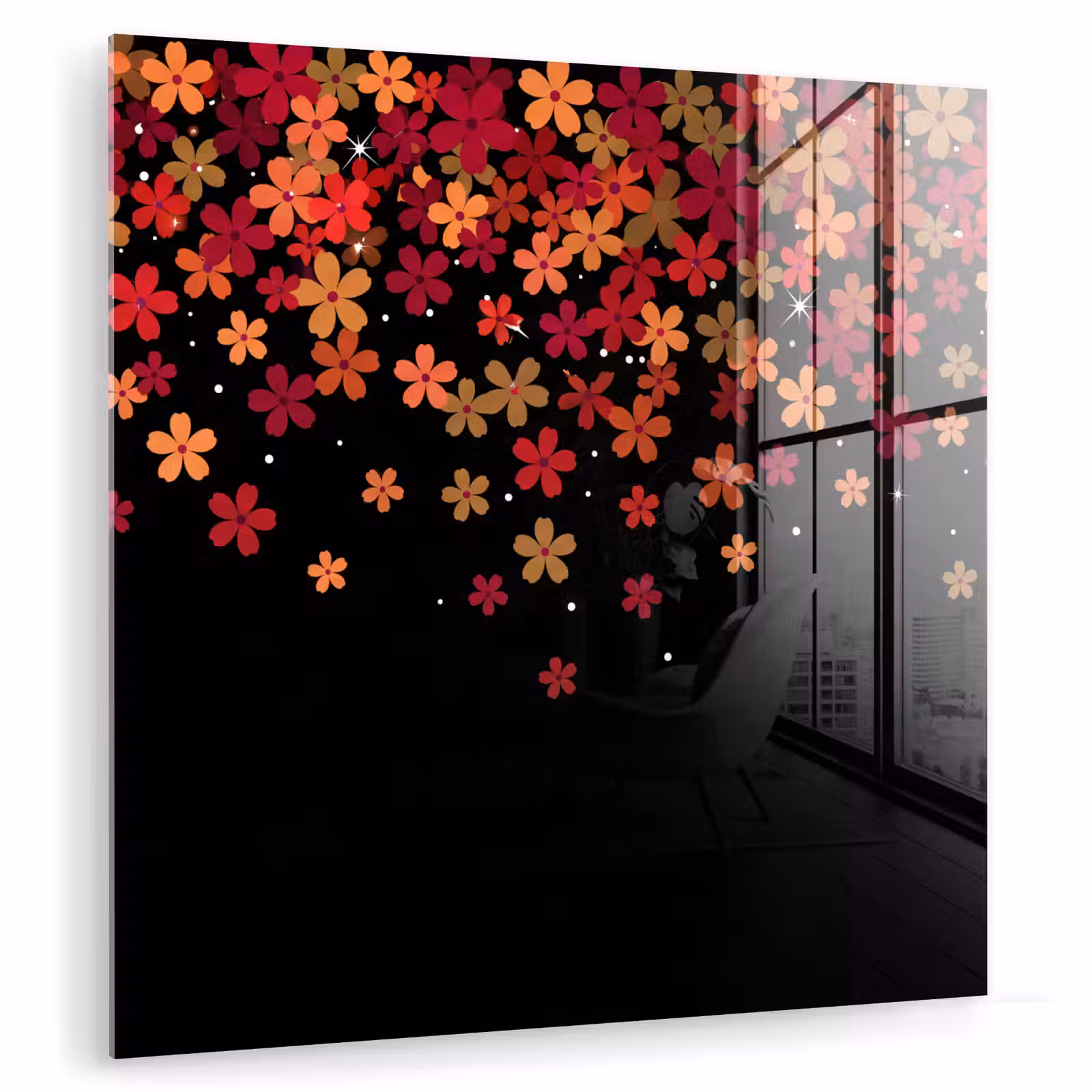 Glasbild - Blumen – Abstrakt – Orange — 1