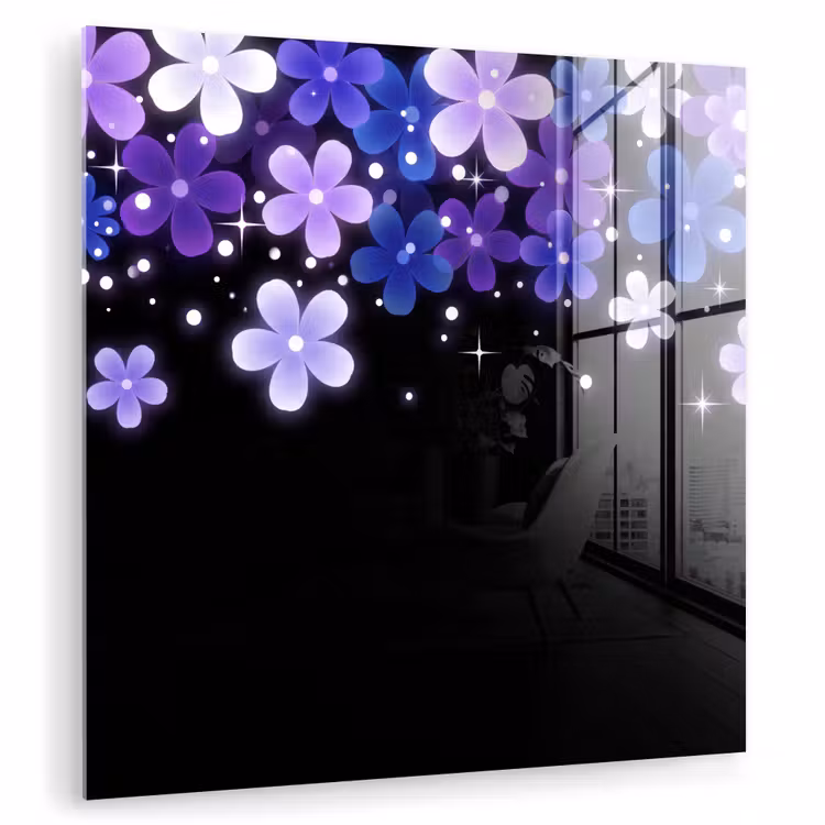 Glasbild - Blumen – Lila – Modern — 1