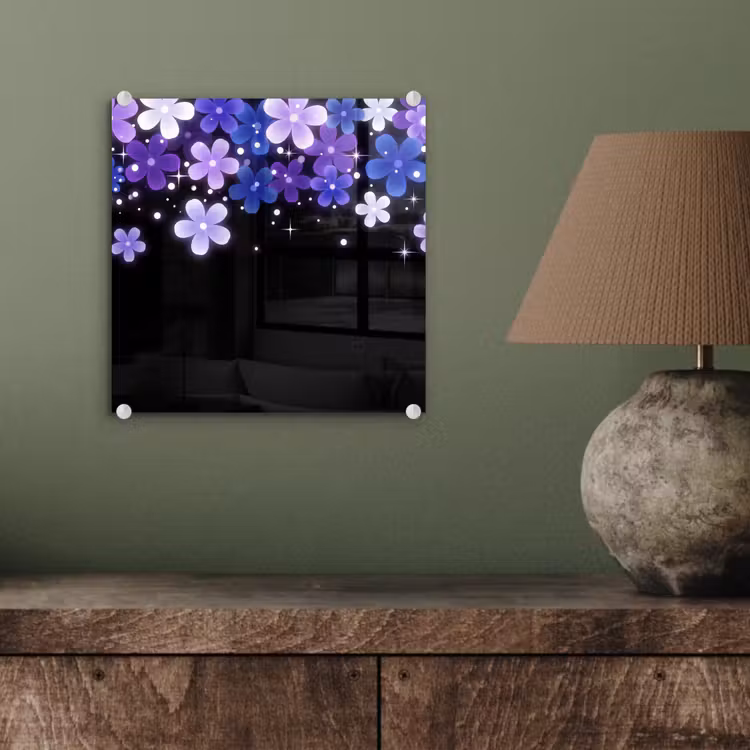 Glasbild - Blumen – Lila – Modern — 4